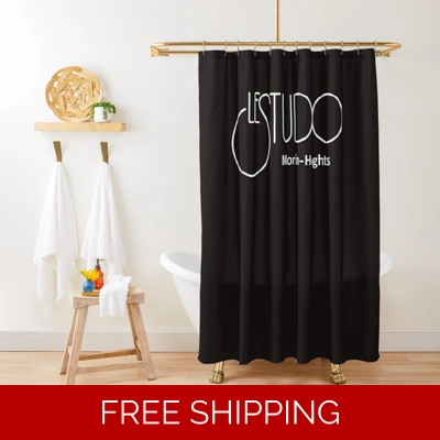 Le Studio Shower Curtain Black White Logo Morin-Heights Le Studio Shower Curtain Black White Logo Morin-Heights